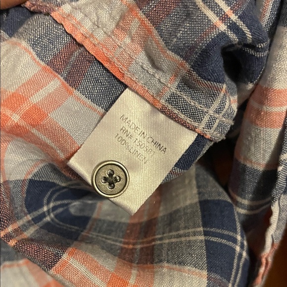 Plaid Button-Down Shirt in Blue and Peach - Picture 4 of 13